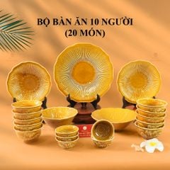Bộ Bàn Ăn 10 Người (20 Món) Men Nâu Vân Sen