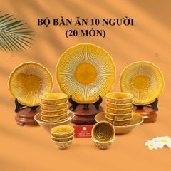 Bộ Bàn Ăn 10 Người (20 Món) Men Nâu Vân Sen