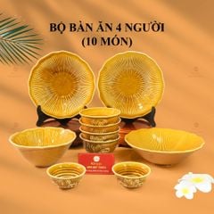 Bộ Bàn Ăn 4 Người (10 Món) Men Nâu Vân Sen