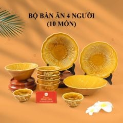 Bộ Bàn Ăn 4 Người (10 Món) Men Nâu Vân Sen