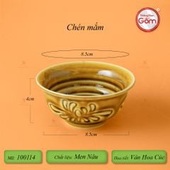 Bộ Bát Đĩa Hoa Mặt Trời Men Nâu Vân Hoa Cúc