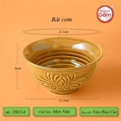 Bộ Bát Đĩa Hoa Mặt Trời Men Nâu Vân Hoa Cúc