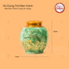 Hũ Đựng Trà Men Xanh Mã Đáo Thành Công Vẽ Vàng