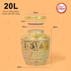 Chum Trống Đồng Kim Sa Chạm Nổi Dát Vàng