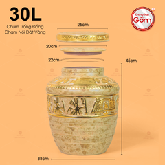 Chum Trống Đồng Kim Sa Chạm Nổi Dát Vàng