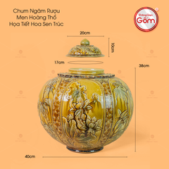 Chum Ngâm Rượu Men Hoàng Thổ Họa Tiết Hoa Sen Trúc