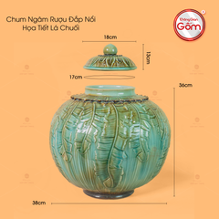 Chum Ngâm Rượu Đắp Nổi Họa Tiết Lá Chuối