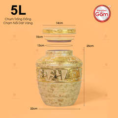 Chum Trống Đồng Kim Sa Chạm Nổi Dát Vàng