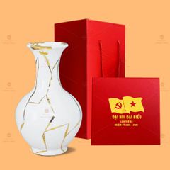 Tỏi Bình Men Trắng Vẽ Vàng