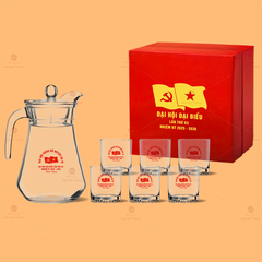 Bộ Bình Ly Thủy Tinh Lùn Đáy Khía