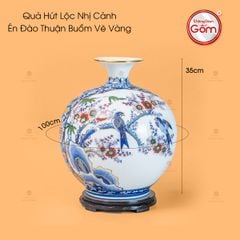 Quả Hút Lộc Nhị Cảnh Én Đào Thuận Buồm Vẽ Vàng