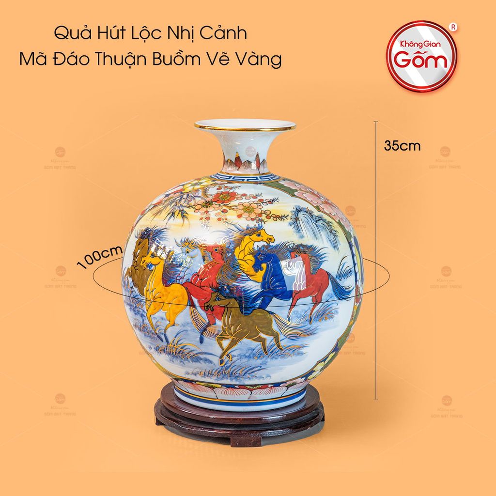 Quả Hút Lộc Nhị Cảnh Thuận Buồm Mã Đáo Thành Công Vẽ Vàng