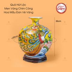Quả Hút Lộc Men Vàng Chim Công Hoa Mẫu Đơn Vẽ Vàng
