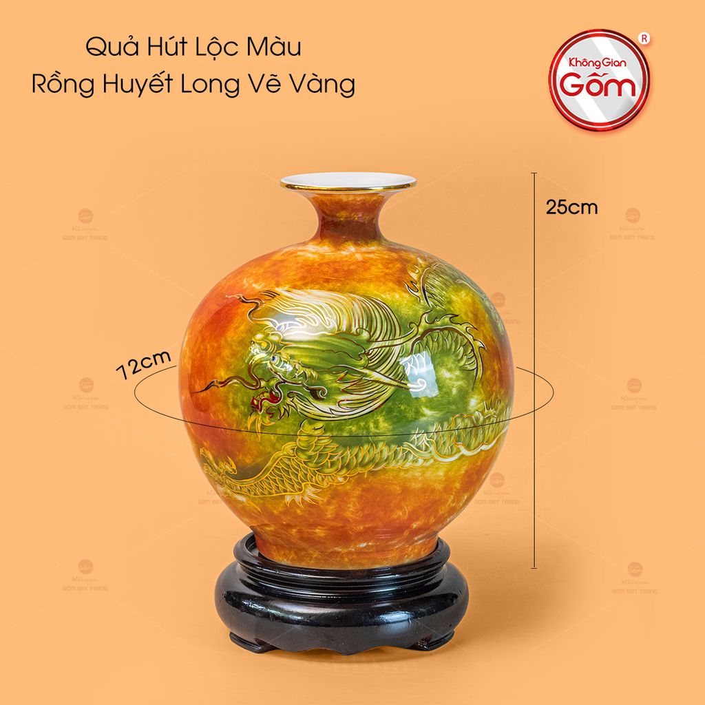 Quả Hút Lộc Màu Rồng Huyết Long Vẽ Vàng