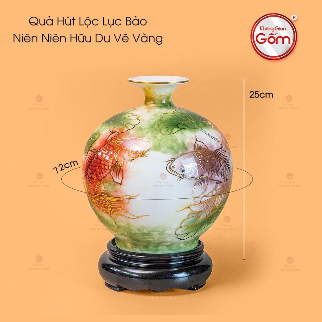 Quả Hút Lộc Lục Bảo Niên Niên Hữu Dư Vẽ Vàng