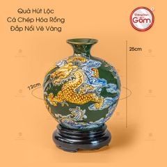 Quả Hút Lộc Cá Chép Hóa Rồng Đắp Nổi Vẽ Vàng