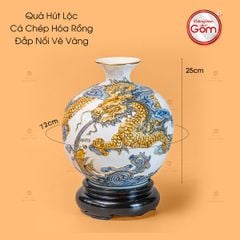Quả Hút Lộc Cá Chép Hóa Rồng Đắp Nổi Vẽ Vàng