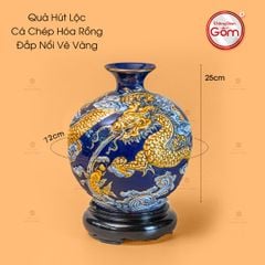 Quả Hút Lộc Cá Chép Hóa Rồng Đắp Nổi Vẽ Vàng