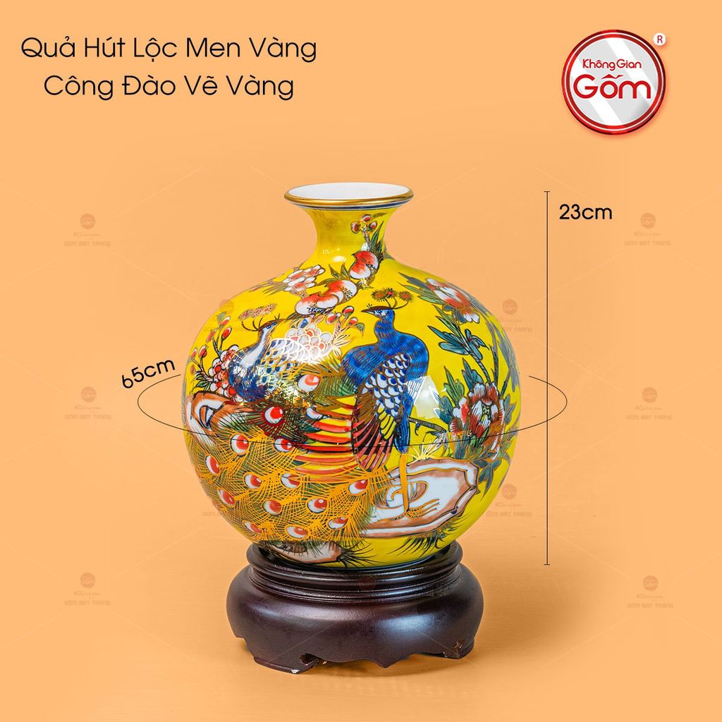 Quả Hút Lộc Men Vàng Công Đào Vẽ Vàng