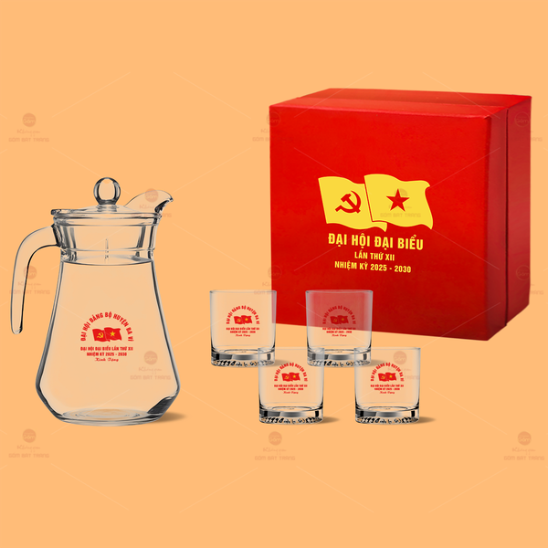 Bộ Bình Ly Thủy Tinh Lùn Đáy Khía