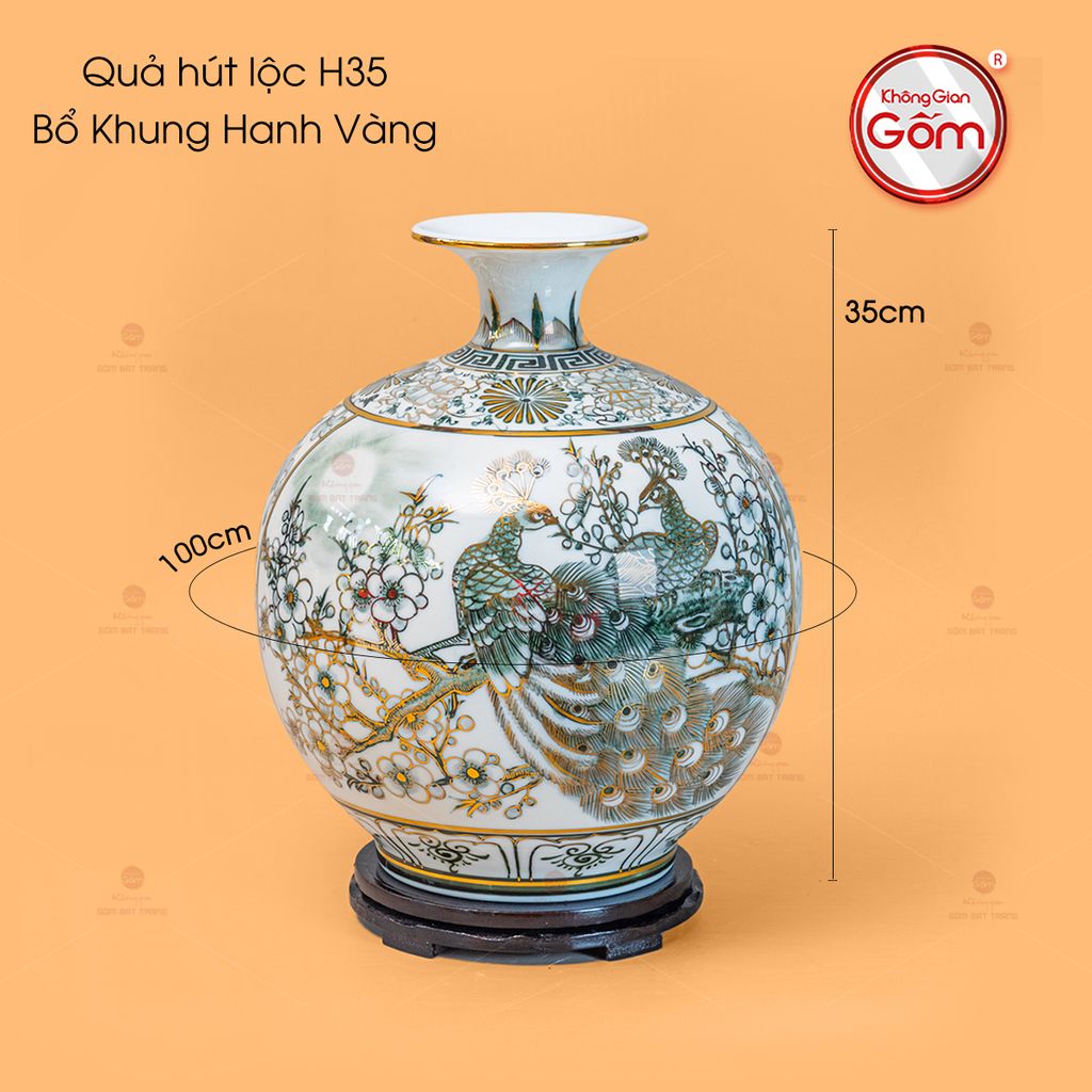 Quả Hút Lộc Nhị Cảnh Thuận Buồm Công Đào Vẽ Vàng