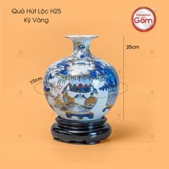 Quả Hút Lộc Men Trắng Hoa Sen Nở Vẽ Vàng