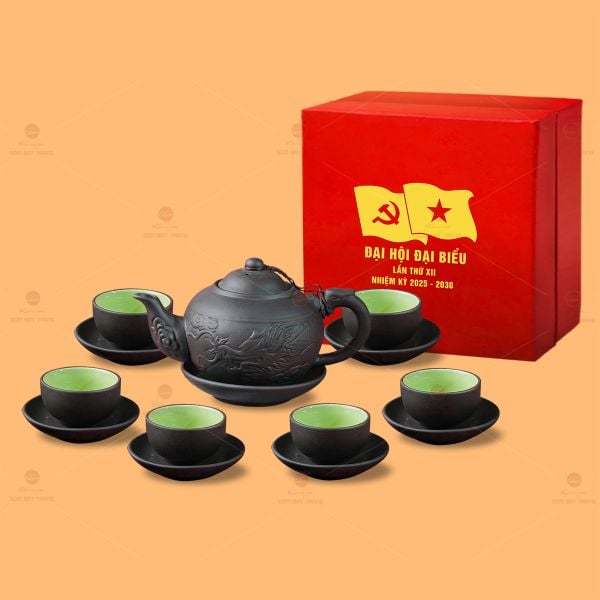 Bộ Ấm Chén Trà Nguyệt Lãm Tử Sa Khắc Rồng