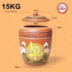 Hũ Gốm Họa Tiết Hoa Sen Lộc Nắp Nhọn