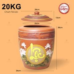 Hũ Gốm Họa Tiết Hoa Sen Lộc Nắp Nhọn
