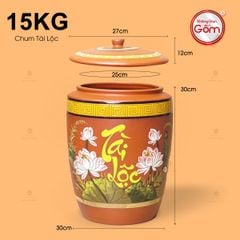 Hũ Gạo Tài Lộc Hoa Sen Nắp Ngang