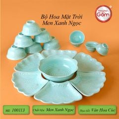 Bộ Bát Đĩa Hoa Mặt Trời Men Ngọc Hoa Cúc