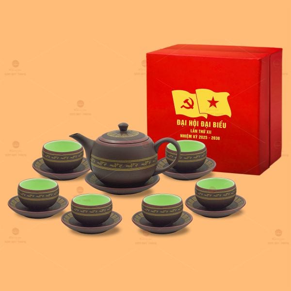 Bộ Ấm Chén Trà Tử Sa Hạc Vàng