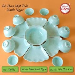 Bộ Bát Đĩa Hoa Mặt Trời Men Ngọc Hoa Cúc