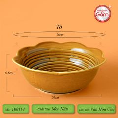 Bộ Bát Đĩa Hoa Mặt Trời Men Nâu Vân Hoa Cúc