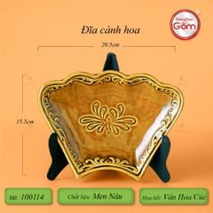 Bộ Bát Đĩa Hoa Mặt Trời Men Nâu Vân Hoa Cúc