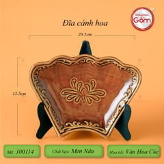 Bộ Bát Đĩa Hoa Mặt Trời Men Nâu Vân Hoa Cúc