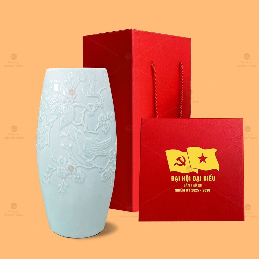 Lọ Hoa Dáng Bom Men Màu Khắc Nổi