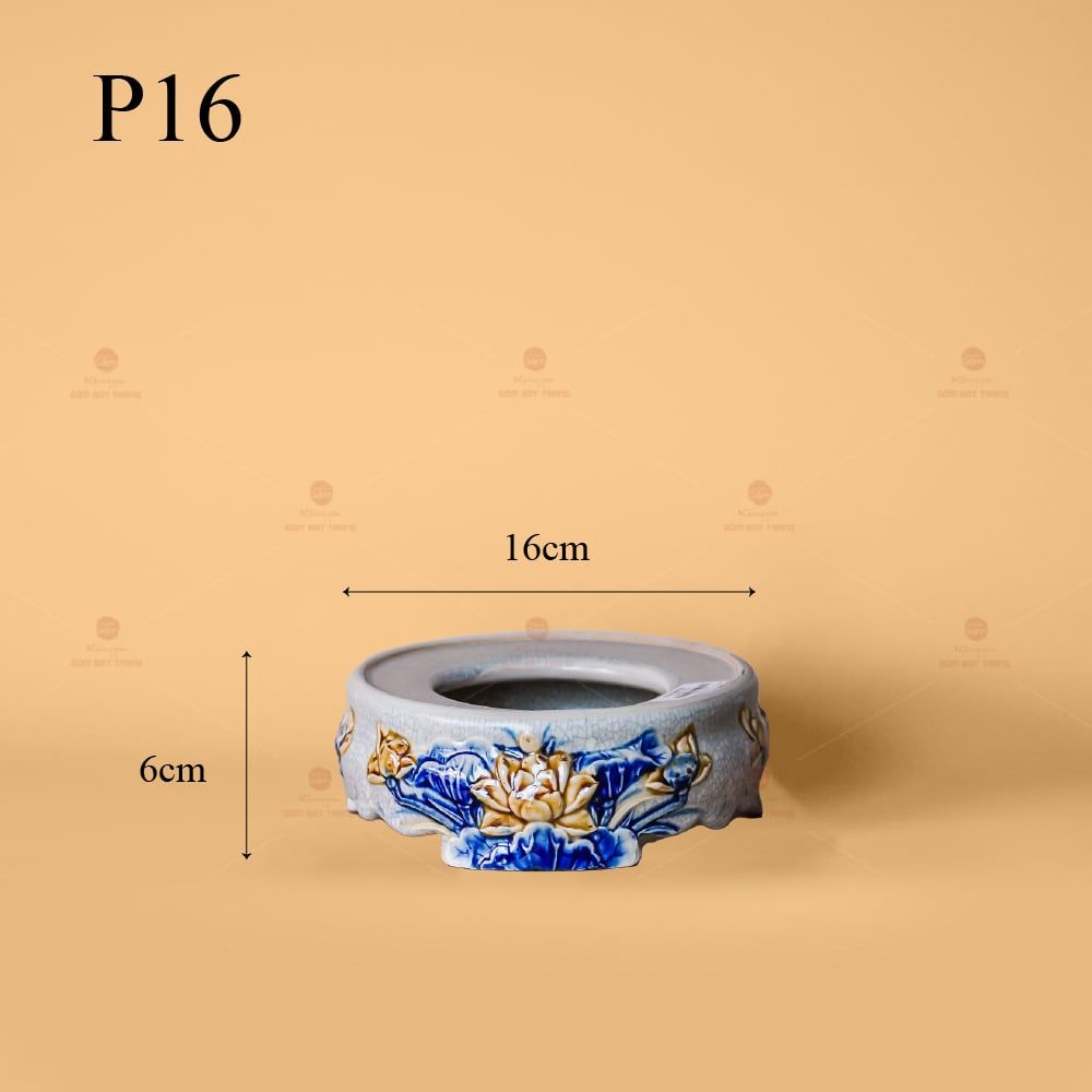 Đế Bát Hương Thờ Men Rạn Nổi Họa Tiết Hoa Sen