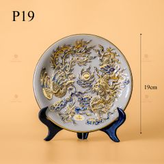 Mâm Bồng Men Hoàng Tộc Vẽ Vàng Họa Tiết Long Phụng Trình Tường