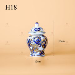 Chóe Thờ Độc Long Chầu Ngọc Men Lam Nổi Vẽ Vàng Kim