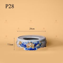 Đế Bát Hương Thờ Men Rạn Nổi Họa Tiết Hoa Sen