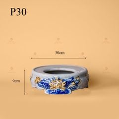 Đế Bát Hương Thờ Men Rạn Nổi Họa Tiết Hoa Sen