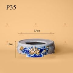 Đế Bát Hương Thờ Men Rạn Nổi Họa Tiết Hoa Sen