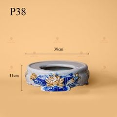 Đế Bát Hương Thờ Men Rạn Nổi Họa Tiết Hoa Sen