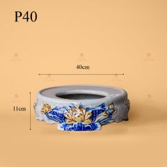 Đế Bát Hương Thờ Men Rạn Nổi Họa Tiết Hoa Sen