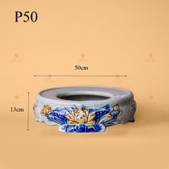 Đế Bát Hương Thờ Men Rạn Nổi Họa Tiết Hoa Sen