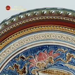 Đĩa Trưng Bày Đắp Nổi Vẽ Màu Kỳ Lân Chở Sách