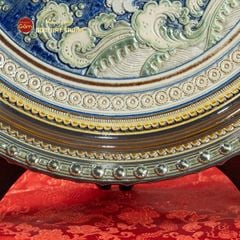 Đĩa Trưng Bày Đắp Nổi Vẽ Màu Kỳ Lân Chở Sách