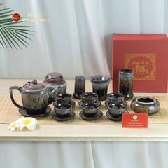Bộ Ấm Chén Men Hỏa Biến Đại Cẩm Thạch