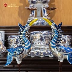 Hạc Thờ Men Lam Vẽ Vàng Kim (Chiếc)